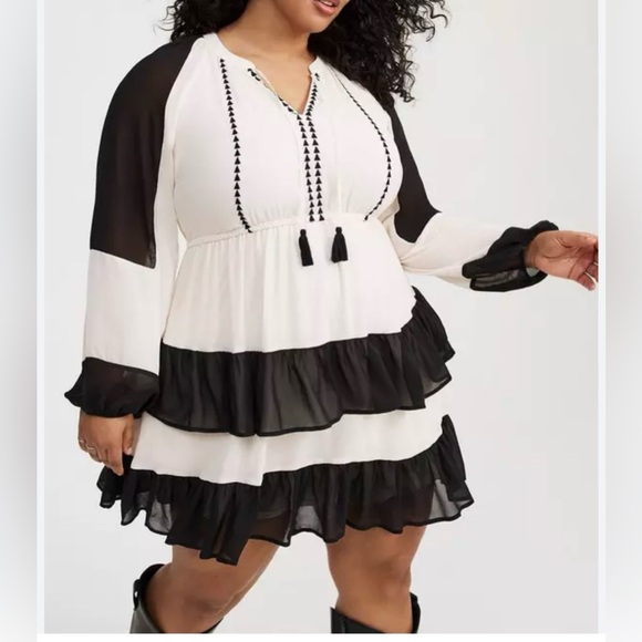 Torrid Mini Chiffon Double-Tiered Dress, Sz 1x - Picture 4 of 7